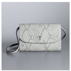 Simply Vera Wang Python Snake Signature Mini Crossbody Purse Bleached Grey NWT